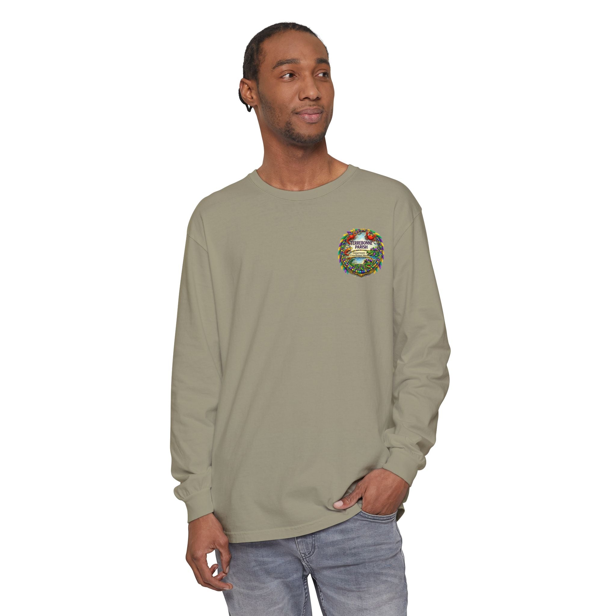 Embroidered Floral Crest Long Sleeve T-Shirt