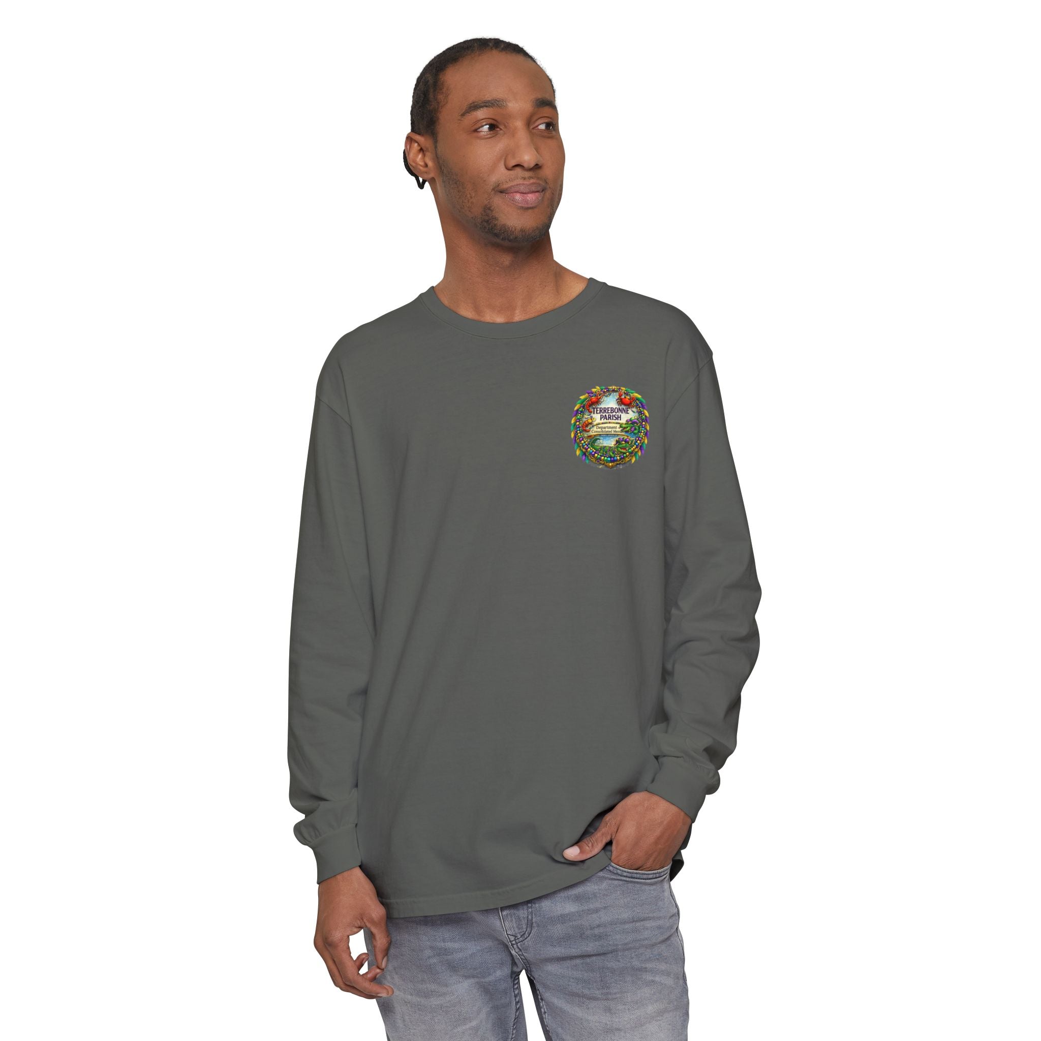 Embroidered Floral Crest Long Sleeve T-Shirt