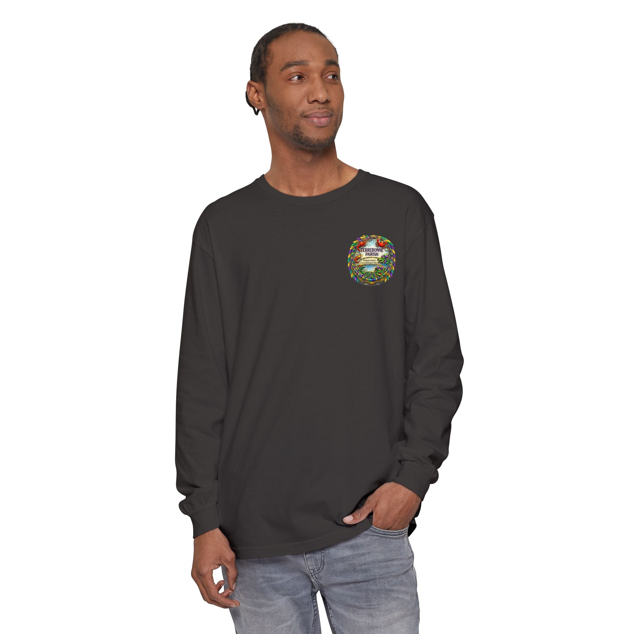 Embroidered Floral Crest Long Sleeve T-Shirt