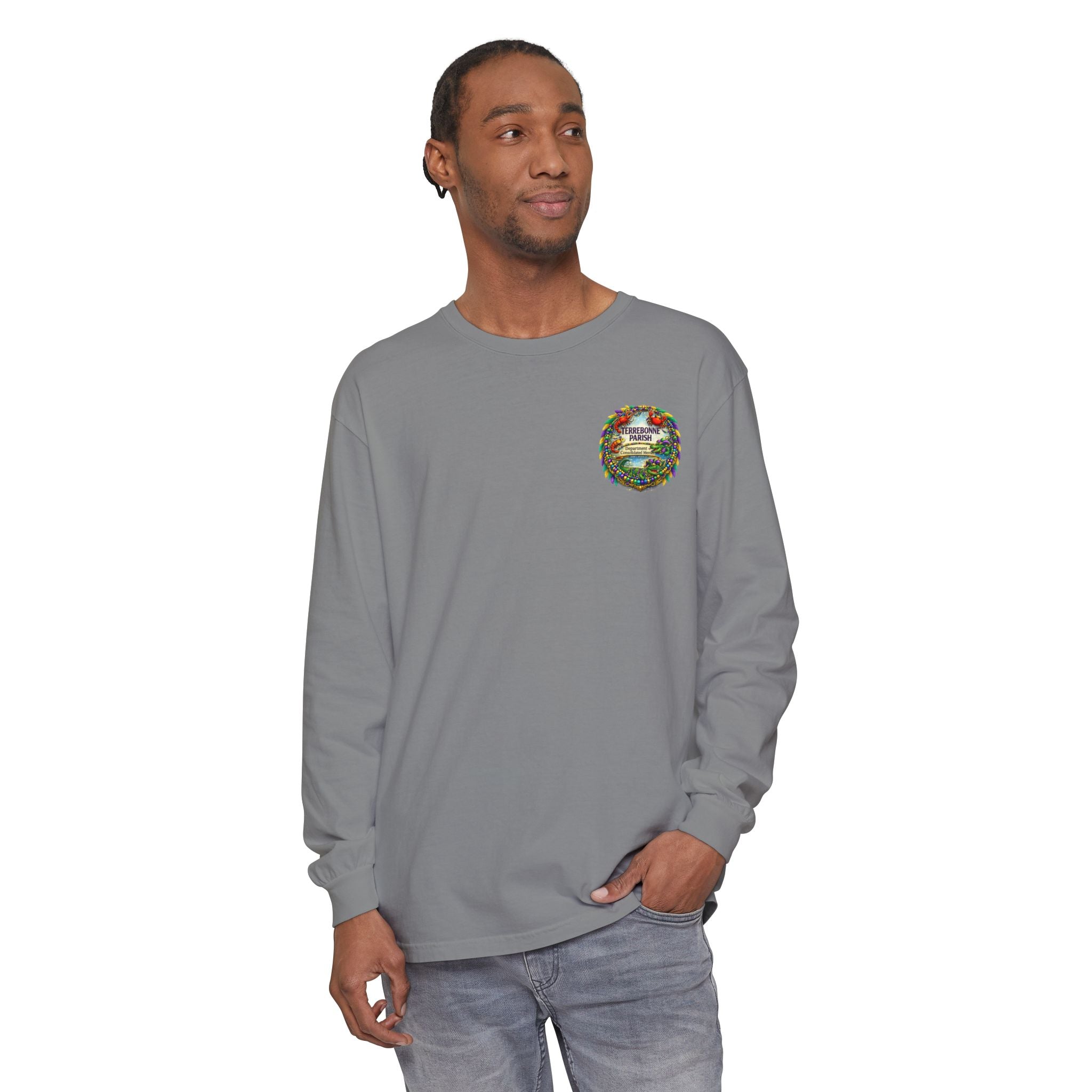 Embroidered Floral Crest Long Sleeve T-Shirt