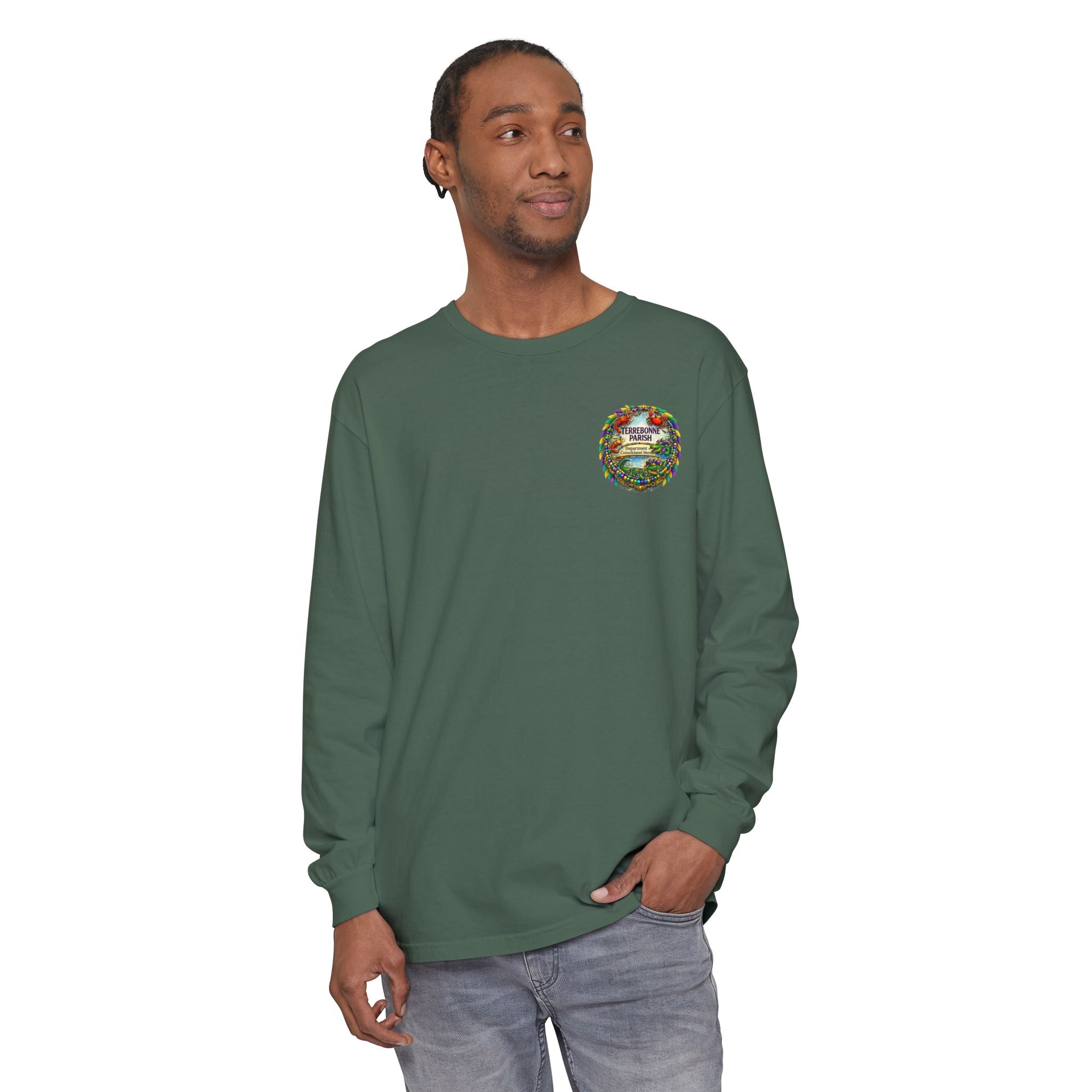 Embroidered Floral Crest Long Sleeve T-Shirt