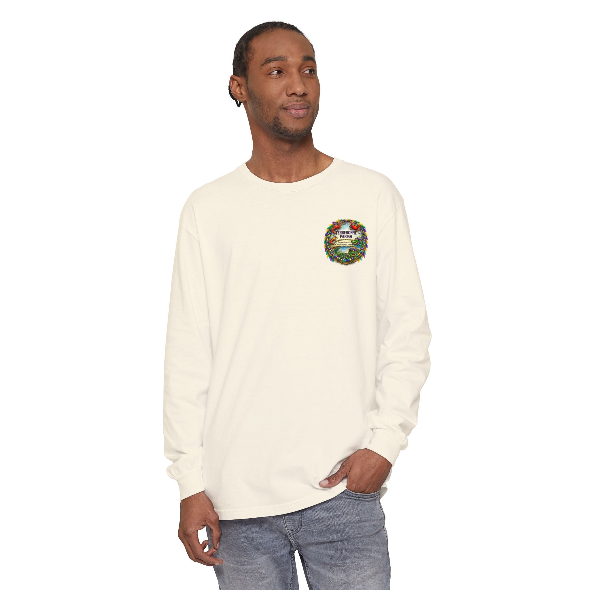 Embroidered Floral Crest Long Sleeve T-Shirt