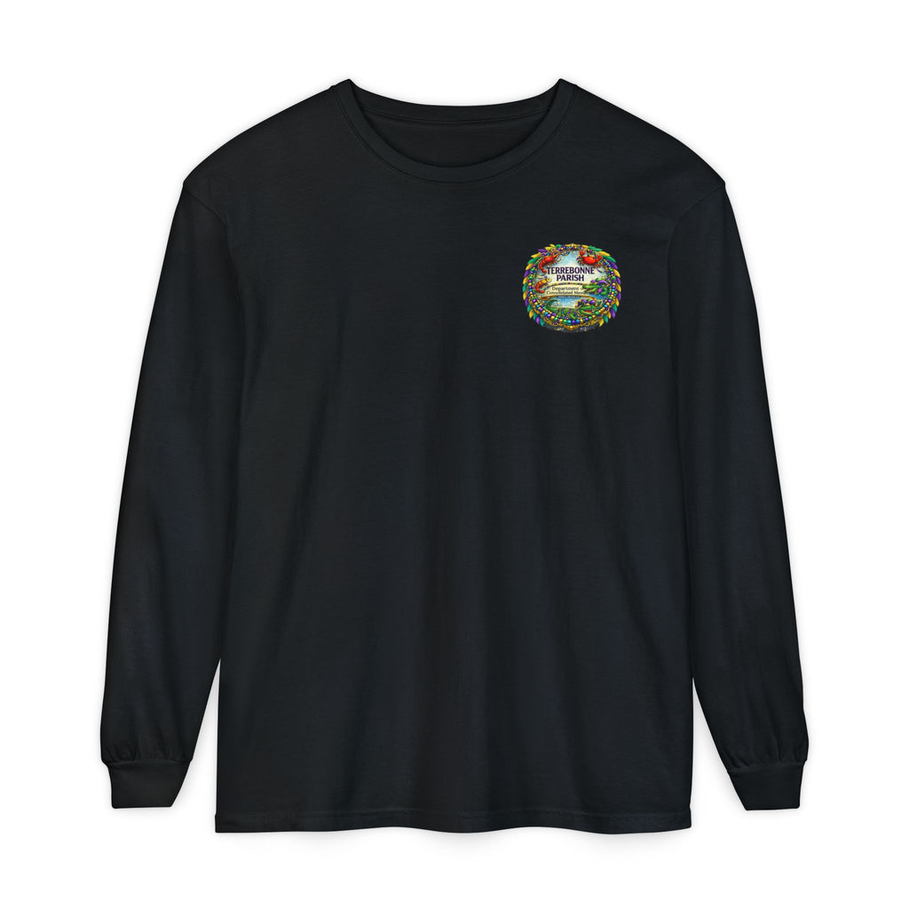Embroidered Floral Crest Long Sleeve T-Shirt