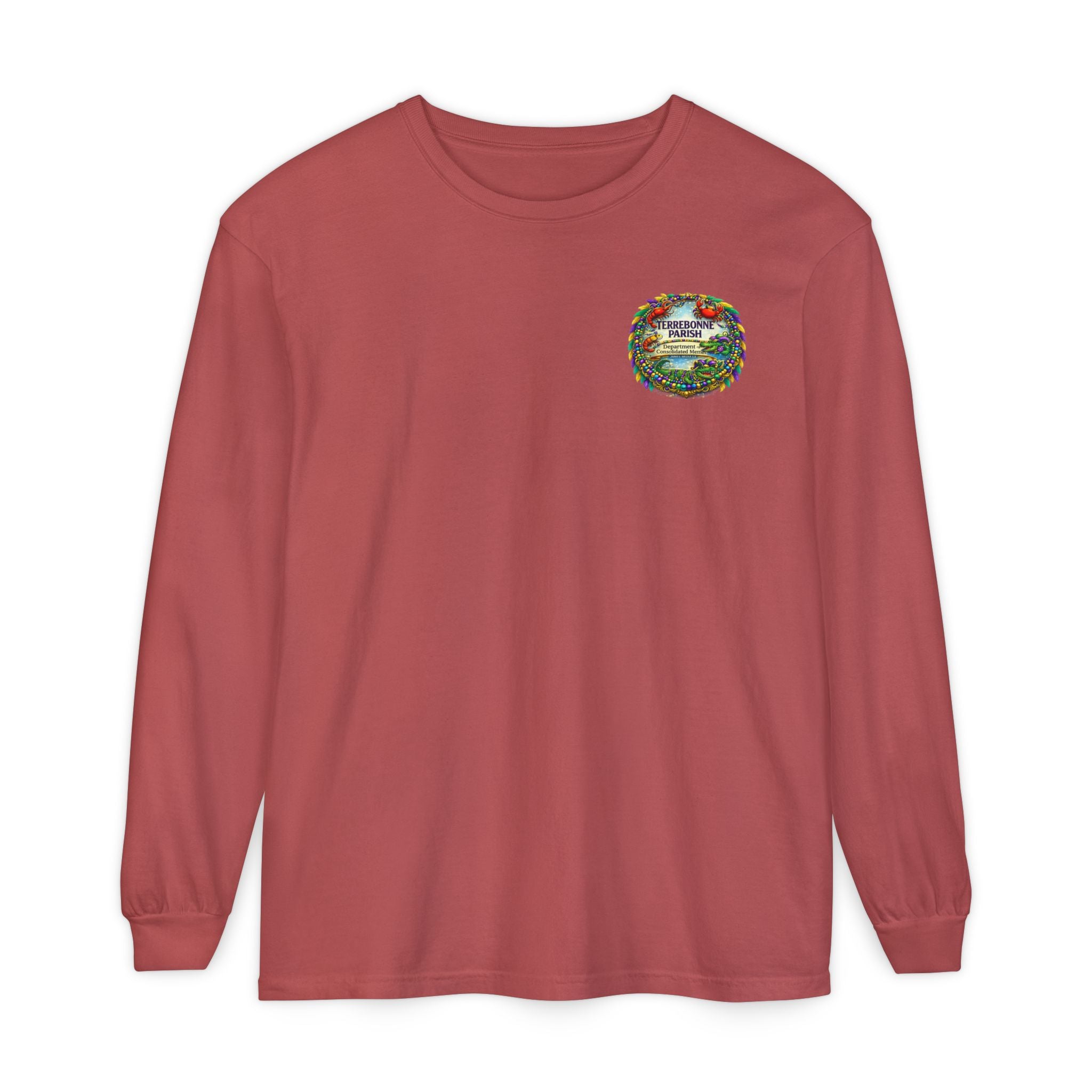 Embroidered Floral Crest Long Sleeve T-Shirt