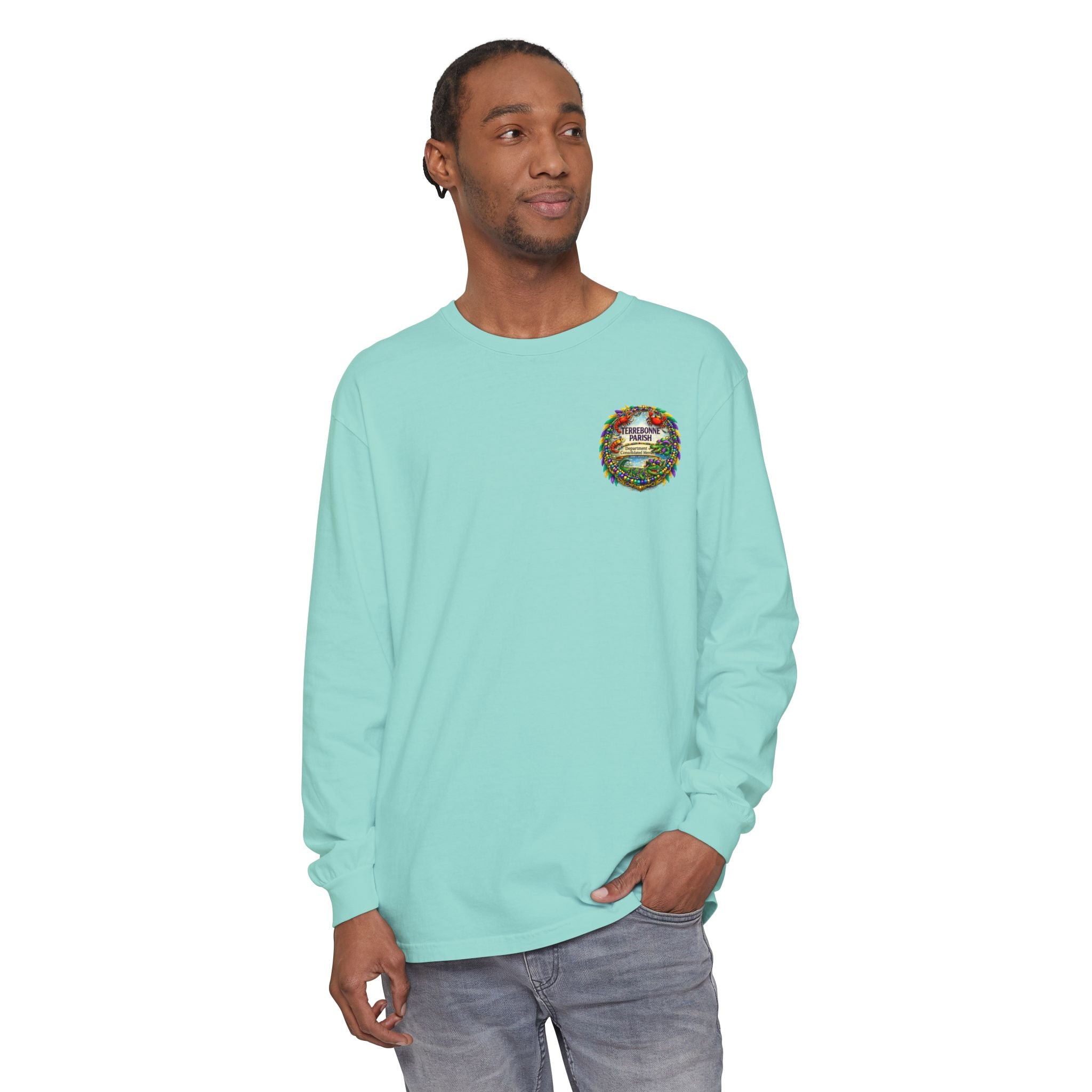 Embroidered Floral Crest Long Sleeve T-Shirt