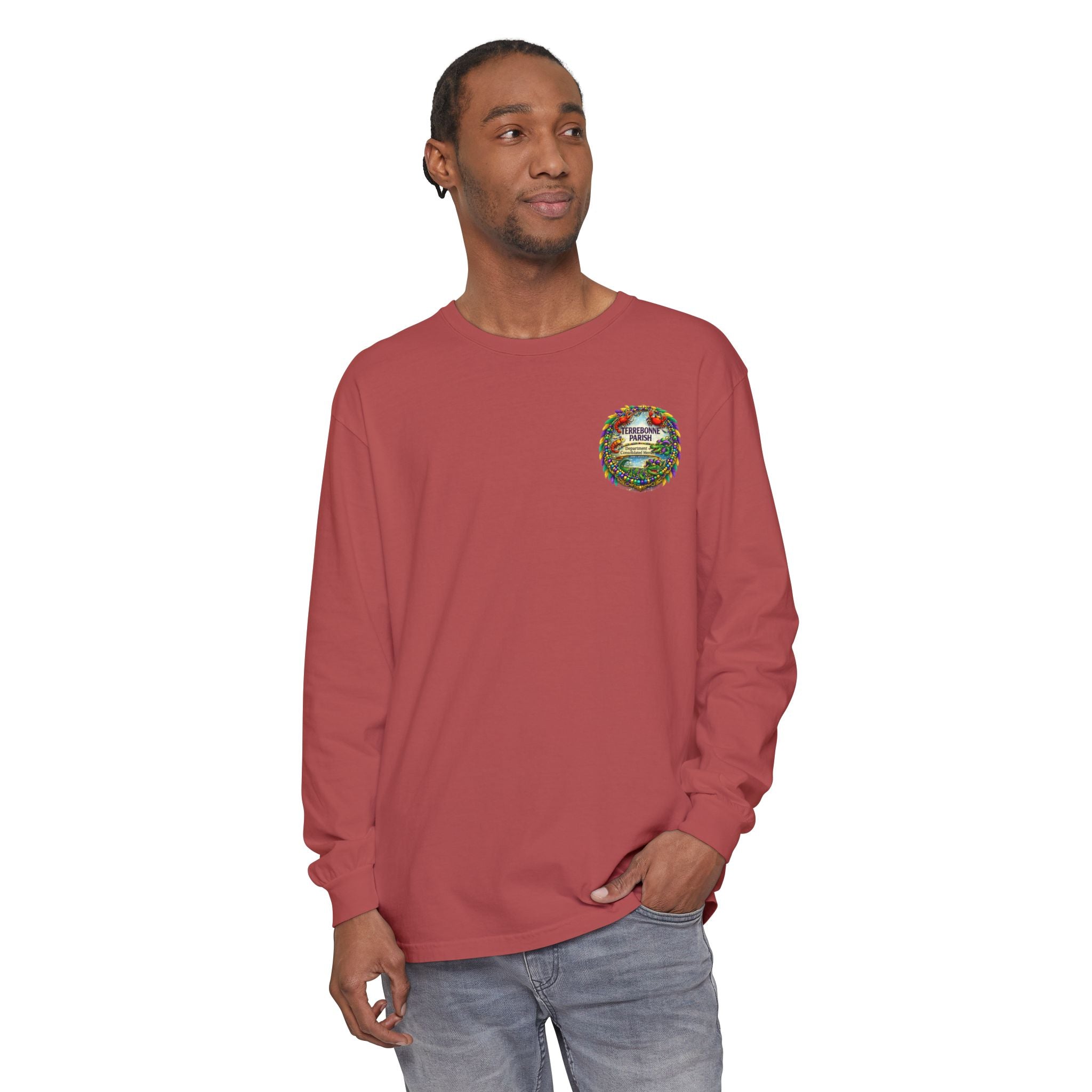 Embroidered Floral Crest Long Sleeve T-Shirt