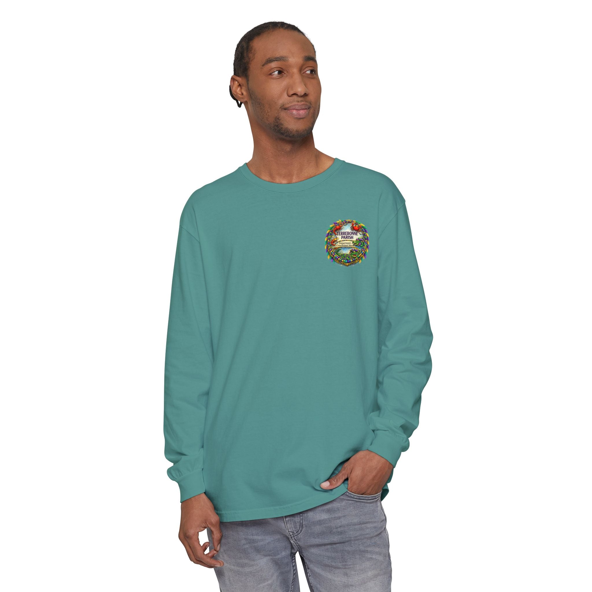 Embroidered Floral Crest Long Sleeve T-Shirt