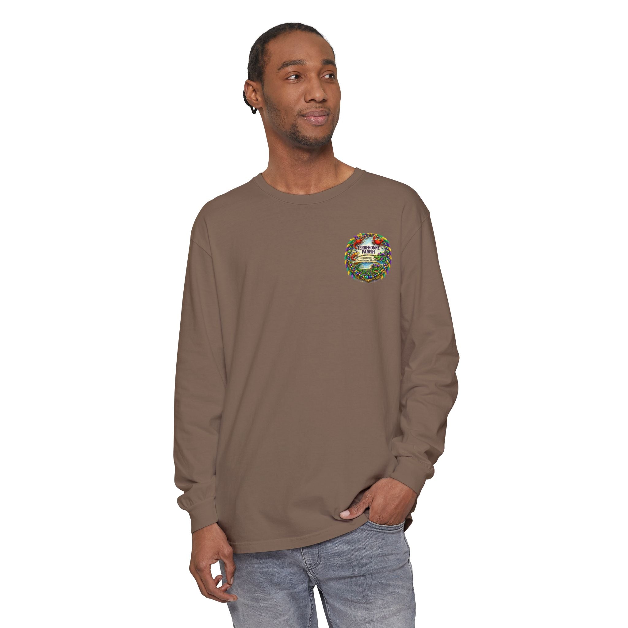 Embroidered Floral Crest Long Sleeve T-Shirt